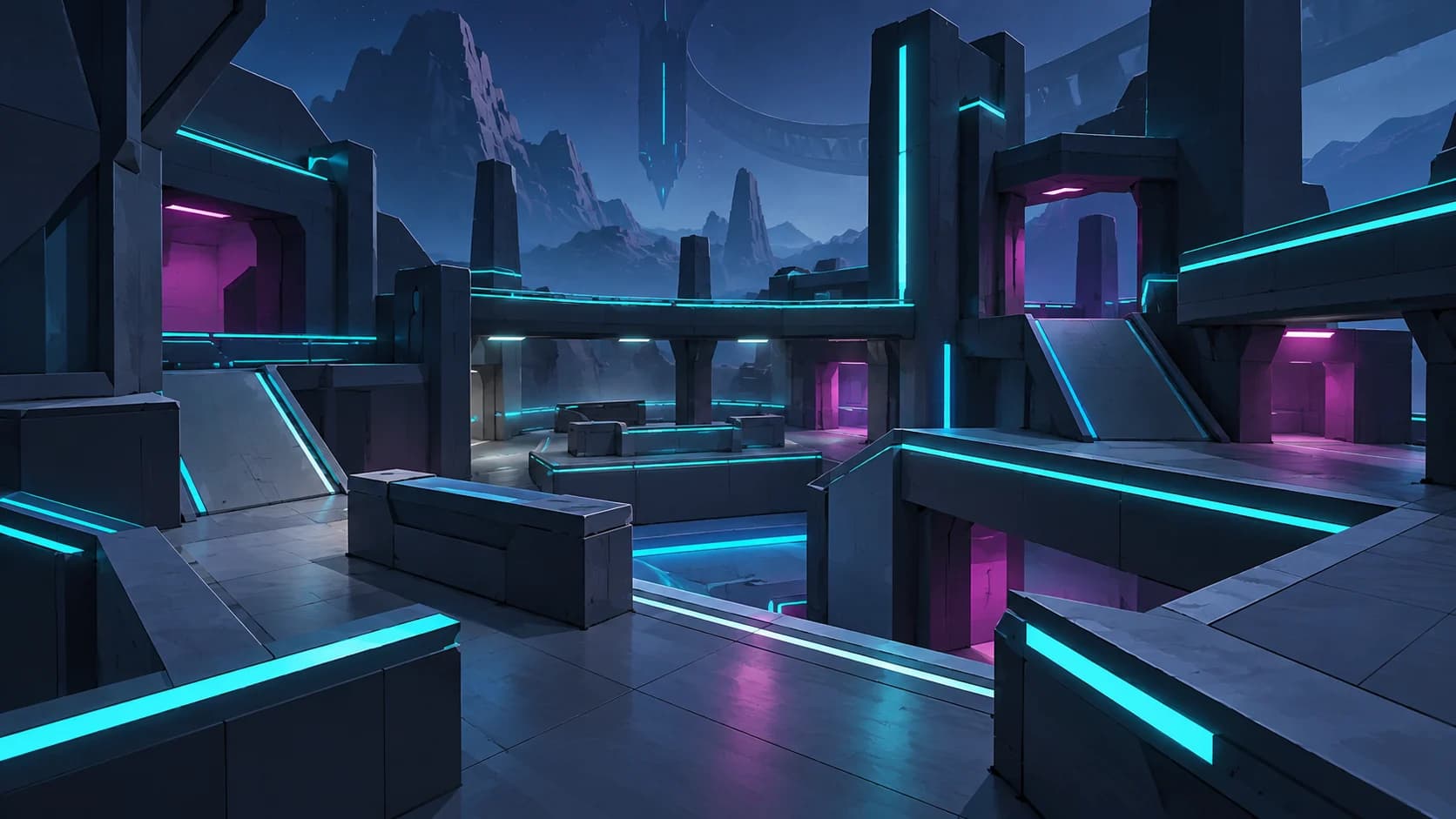 Original conceptual illustration of a neon arena